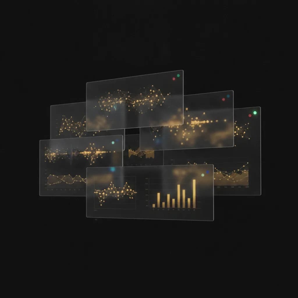 Dunkles Dashboard mit Goldcharts